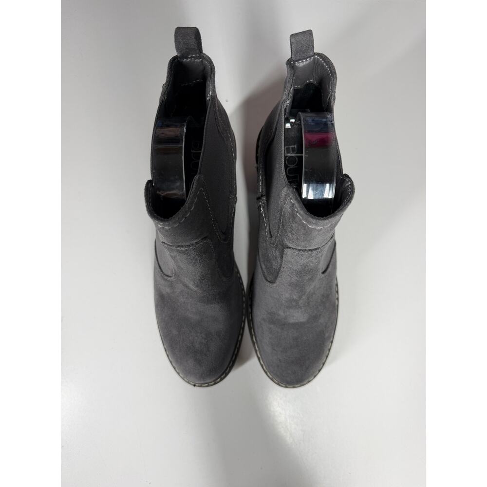 CORKYS Bootie 10 Rocky Faux Suede Block Heel Rubber Sole Contrast Stitching - Picture 5 of 9
